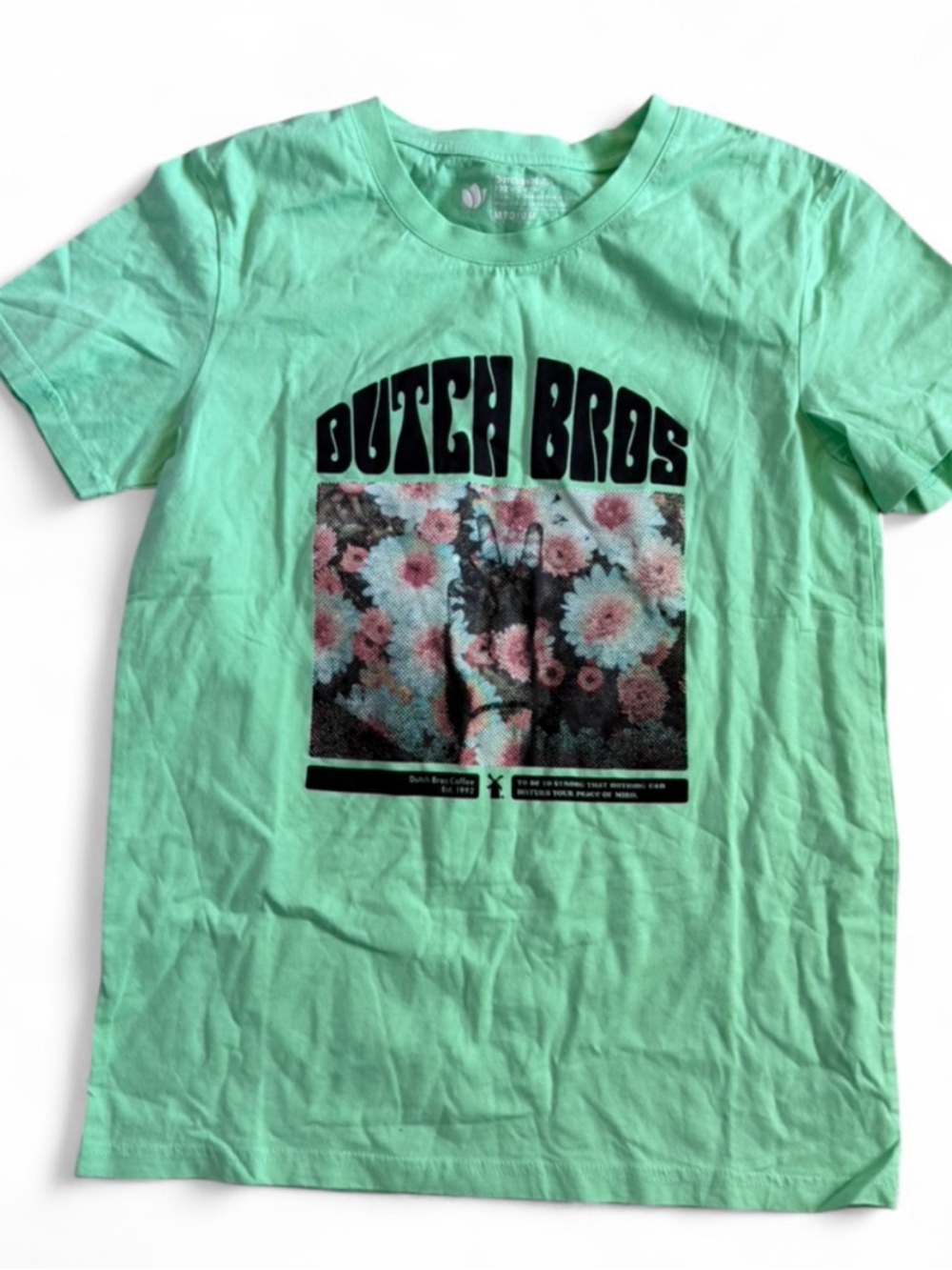 Dutch‎ Bros Mint Green Floral Graphic Tee